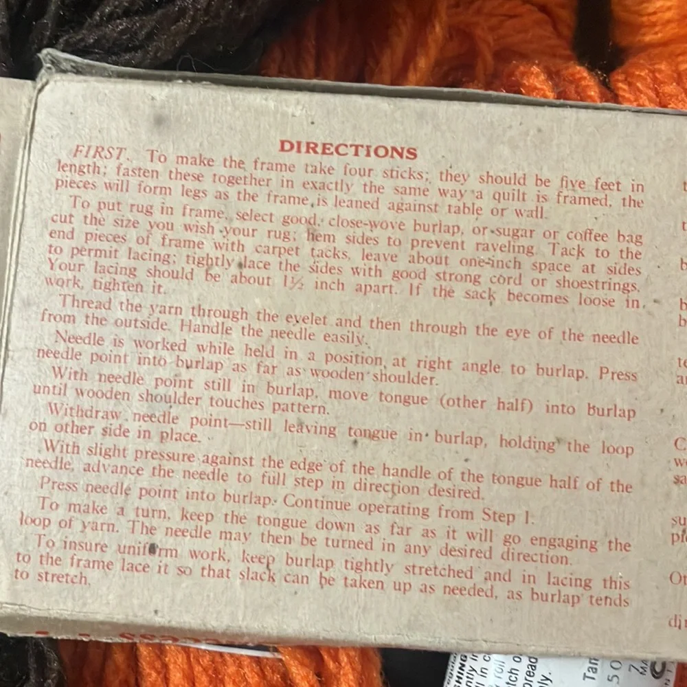 Vintage Rug Yarn and Needle Lot